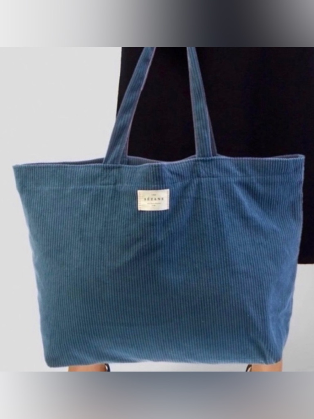 Sézane Blue Corduroy Tote Bag